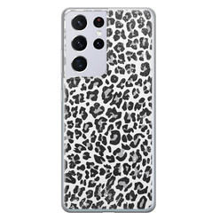 Casimoda Samsung Galaxy S21 Ultra siliconen hoesje - Luipaard grijs