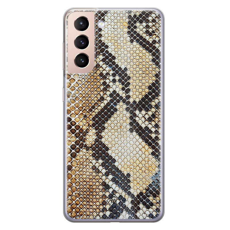 Casimoda Samsung Galaxy S21 Plus siliconen hoesje - Golden snake