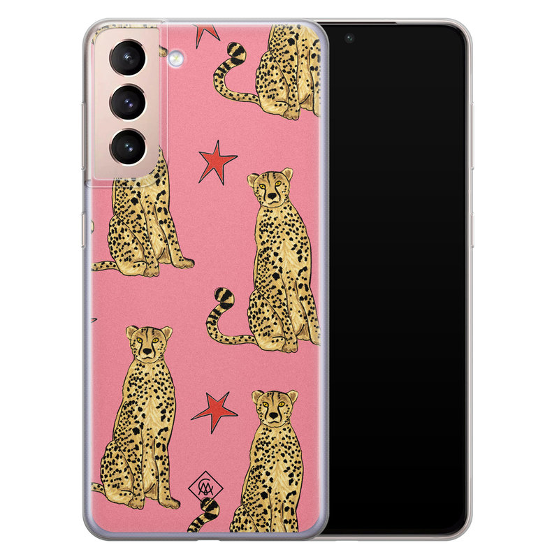 Casimoda Samsung Galaxy S21 Plus siliconen hoesje - The pink leopard