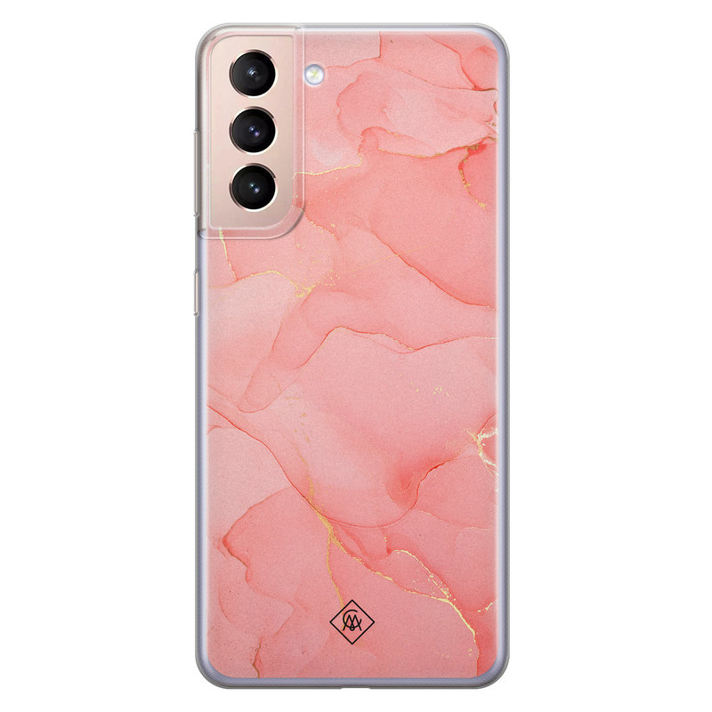Casimoda Samsung Galaxy S21 Plus siliconen hoesje - Marmer roze