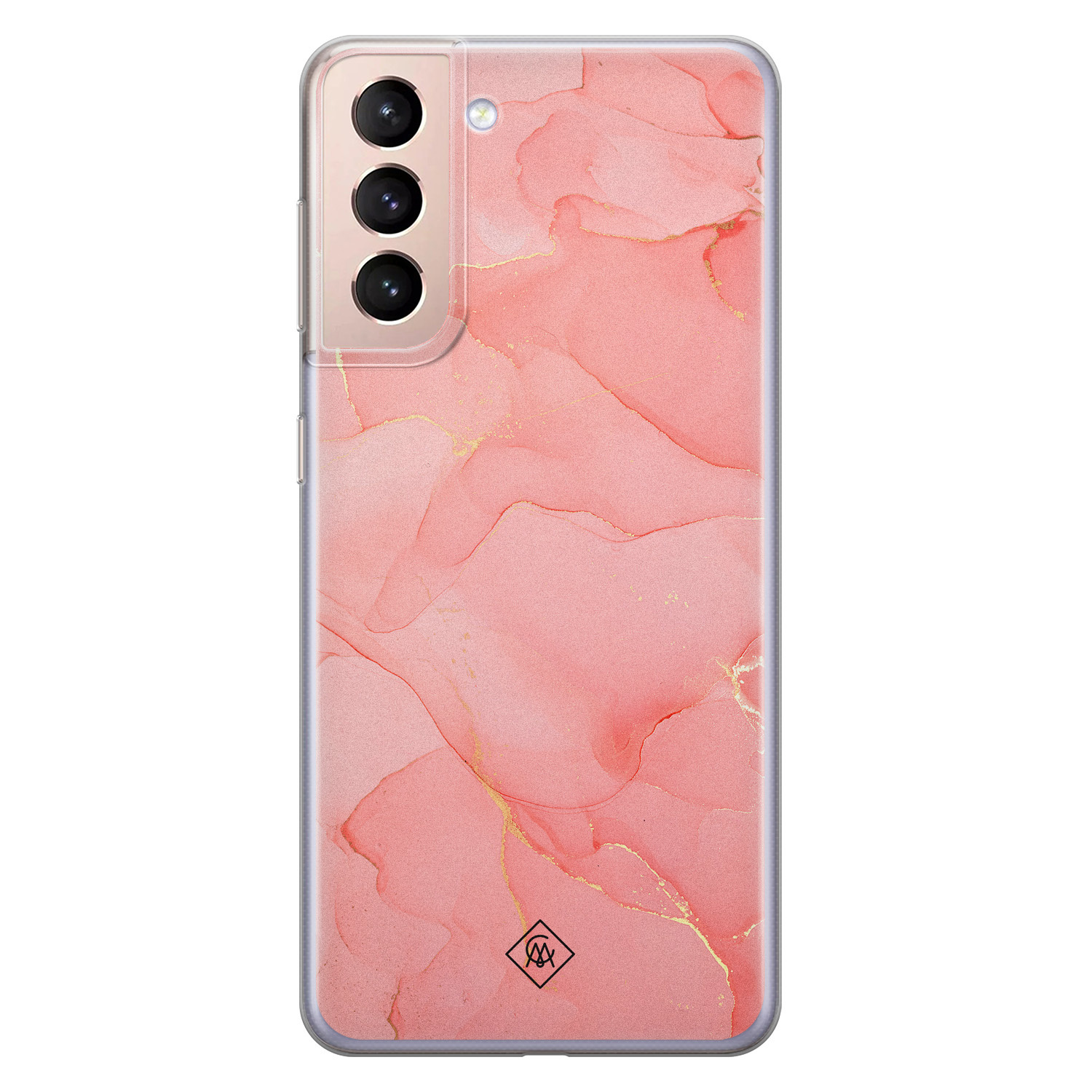 Samsung Galaxy S21 Plus siliconen hoesje - Marmer roze