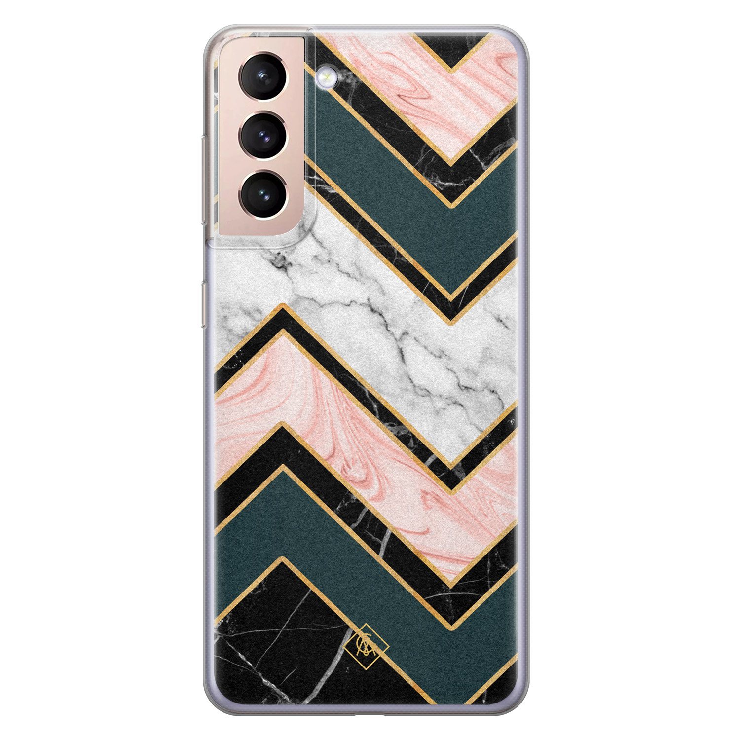 Samsung Galaxy S21 Plus siliconen hoesje Marmer triangles