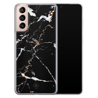 Casimoda Samsung Galaxy S21 Plus siliconen hoesje - Marmer zwart