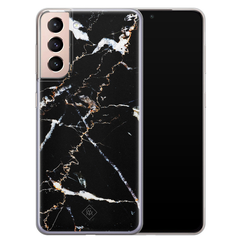 Casimoda Samsung Galaxy S21 Plus siliconen hoesje - Marmer zwart