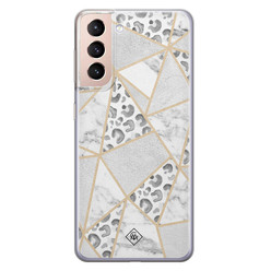 Casimoda Samsung Galaxy S21 Plus siliconen hoesje - Stone & leopard print