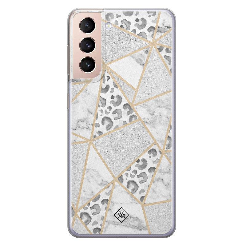 Casimoda Samsung Galaxy S21 Plus siliconen telefoonhoesje - Stone & leopard print