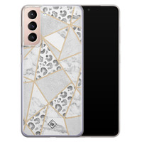 Casimoda Samsung Galaxy S21 Plus siliconen telefoonhoesje - Stone & leopard print