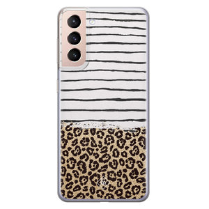Casimoda Samsung Galaxy S21 Plus siliconen hoesje - Leopard lines