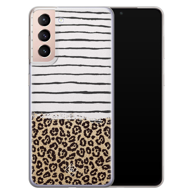 Casimoda Samsung Galaxy S21 Plus siliconen telefoonhoesje - Leopard lines