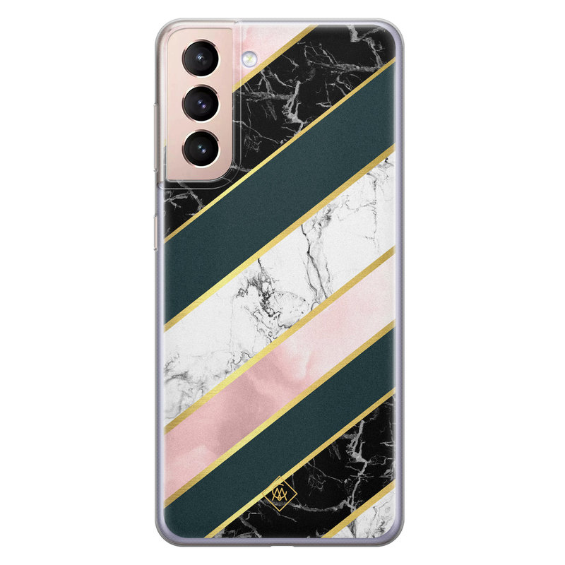 Casimoda Samsung Galaxy S21 Plus siliconen hoesje - Marble stripes