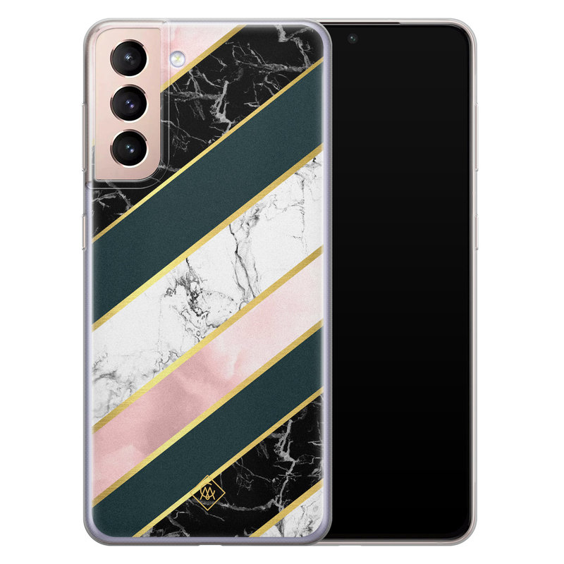 Casimoda Samsung Galaxy S21 Plus siliconen hoesje - Marble stripes