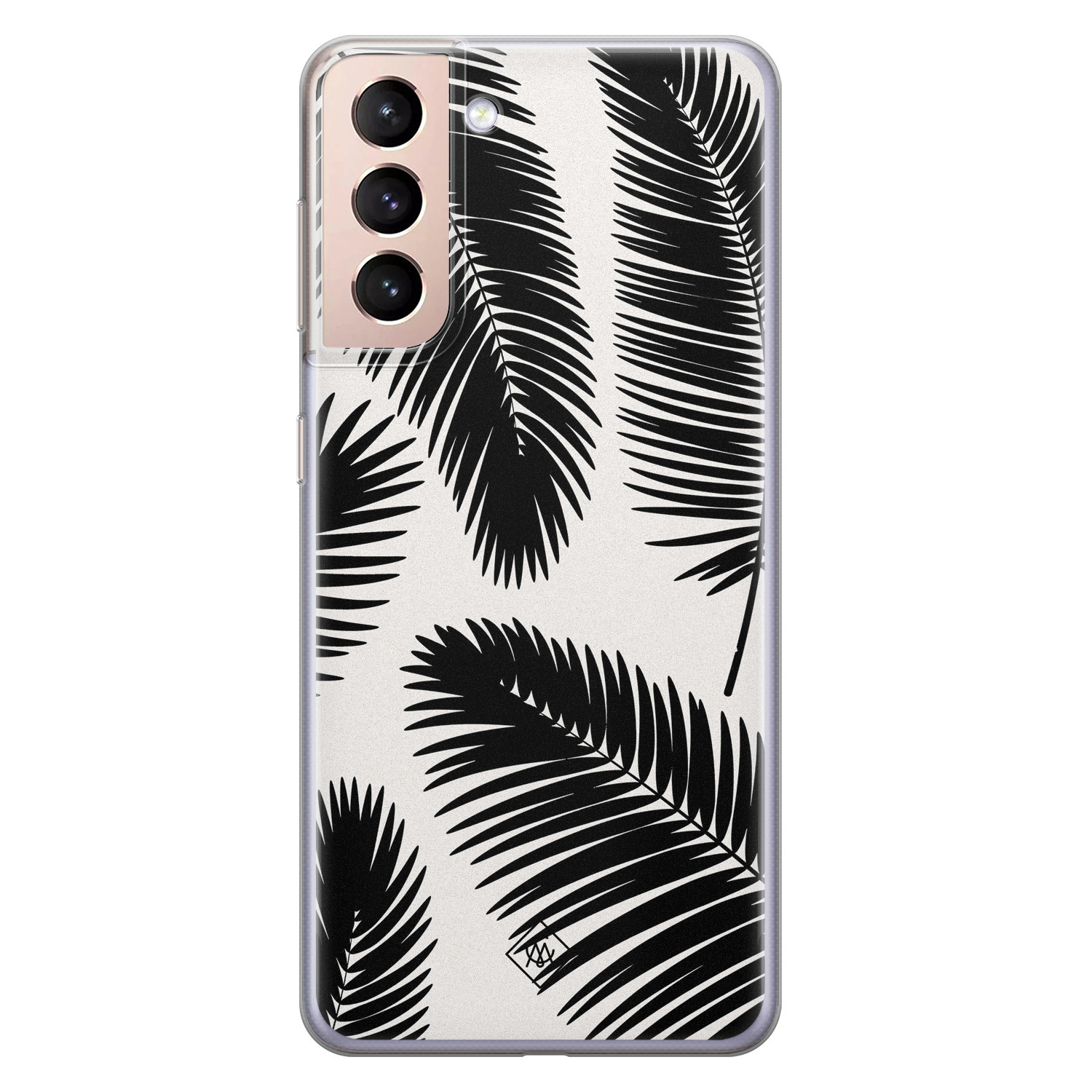 Samsung Galaxy S21 Plus siliconen telefoonhoesje - Palm leaves silhouette