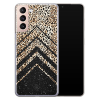 Casimoda Samsung Galaxy S21 Plus siliconen hoesje - Chevron luipaard