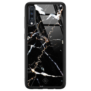 Casimoda Samsung Galaxy A50 glazen hardcase - Marmer zwart