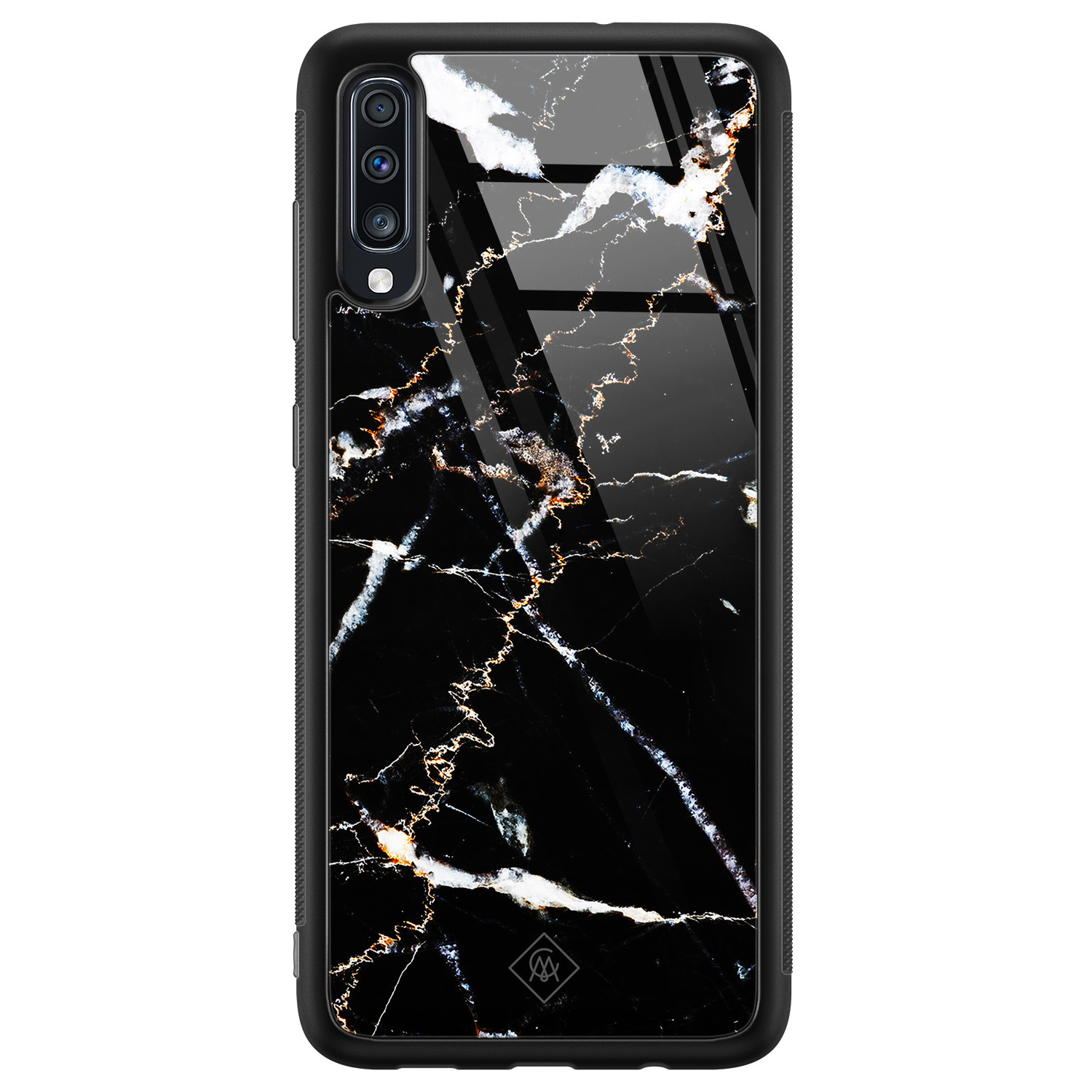 Samsung Galaxy A50 glazen hardcase Marmer zwart