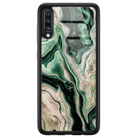 Casimoda Samsung Galaxy A50 glazen hardcase - Green waves