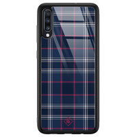 Casimoda Samsung Galaxy A50 glazen hardcase - Tartan blauw