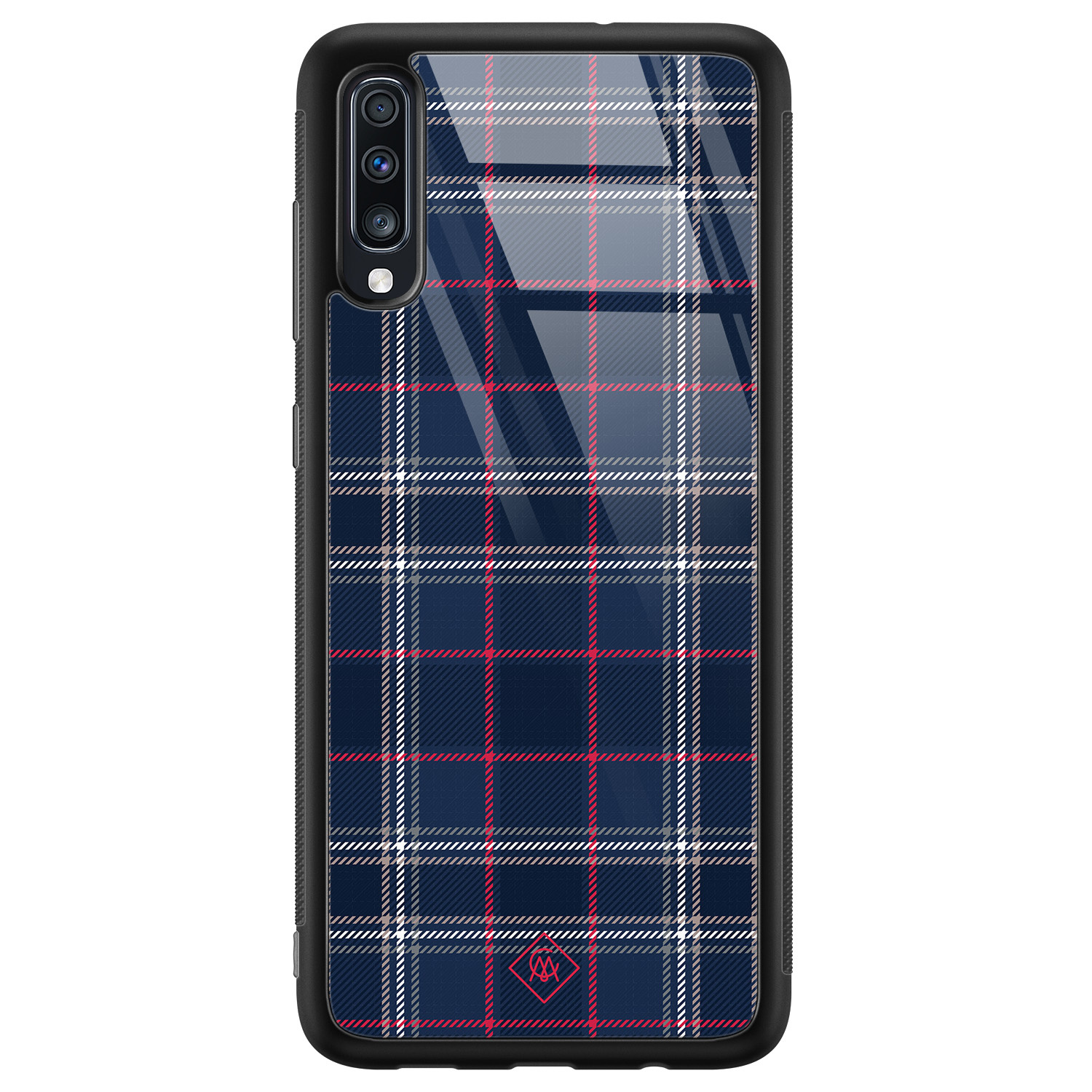 Samsung Galaxy A50 glazen hardcase Tartan blauw