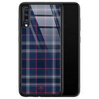 Casimoda Samsung Galaxy A50 glazen hardcase - Tartan blauw