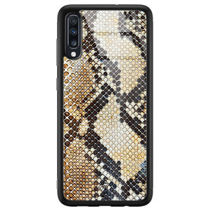 Casimoda Samsung Galaxy A50 glazen hardcase - Golden snake