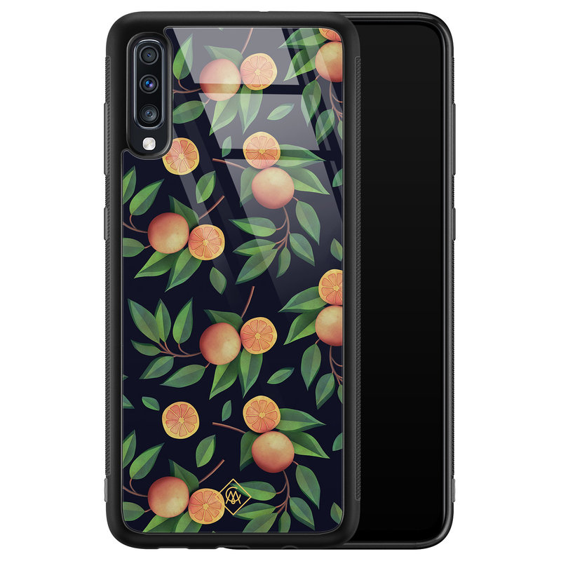 Casimoda Samsung Galaxy A50 glazen hardcase - Orange lemonade