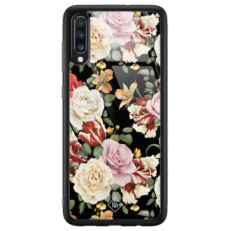 Casimoda Samsung Galaxy A50 glazen hardcase - Flowerpower