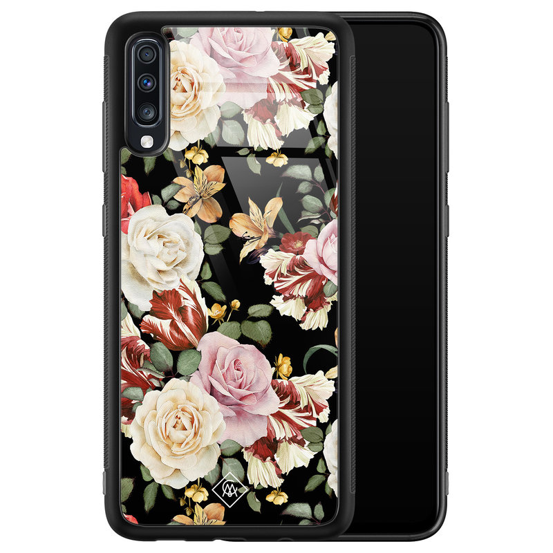 Casimoda Samsung Galaxy A50 glazen hardcase - Flowerpower