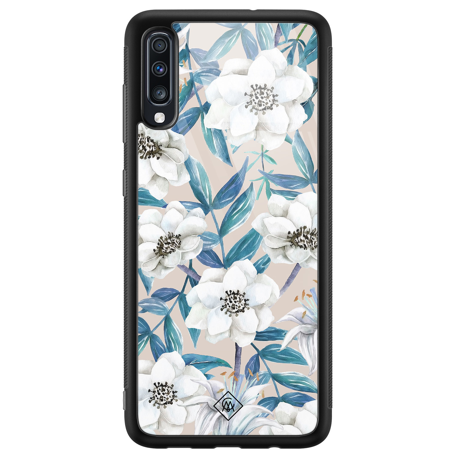 Samsung Galaxy A50 glazen hardcase Touch of flowers