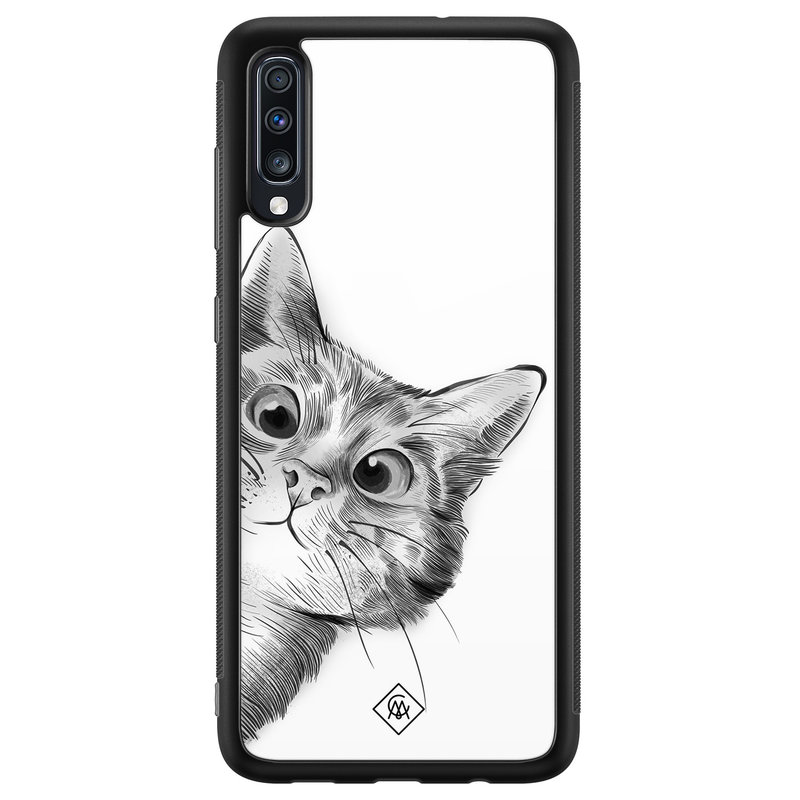 Casimoda Samsung Galaxy A50 glazen hardcase - Peekaboo