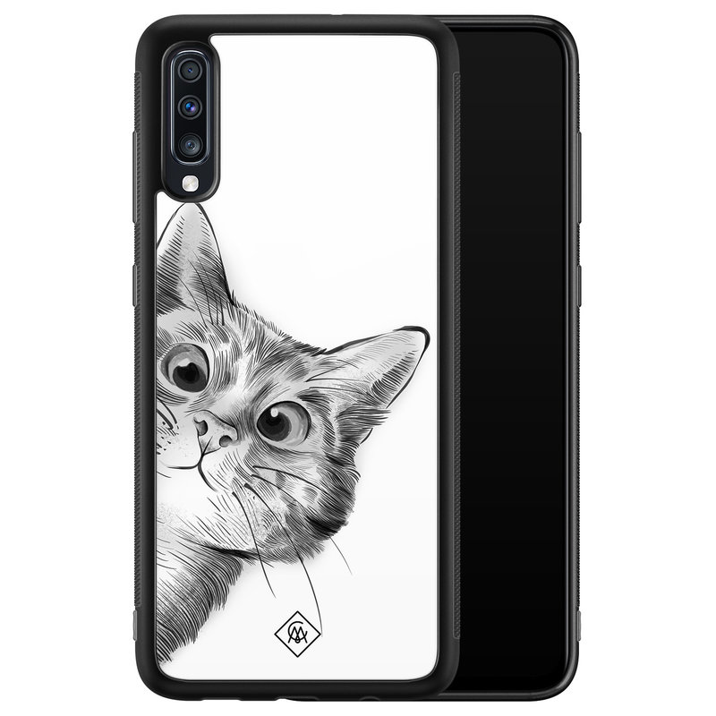 Casimoda Samsung Galaxy A50 glazen hardcase - Peekaboo