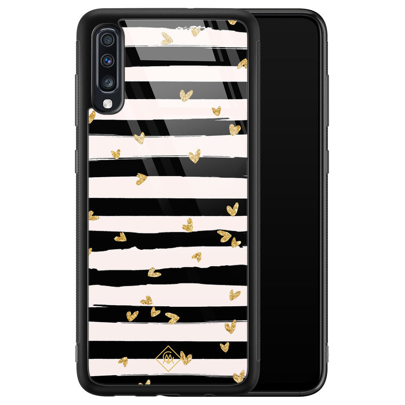 Casimoda Samsung Galaxy A50 glazen hardcase - Hart streepjes