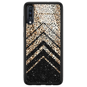 Casimoda Samsung Galaxy A50 glazen hardcase - Chevron luipaard