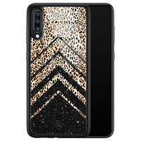 Casimoda Samsung Galaxy A50 glazen hardcase - Chevron luipaard