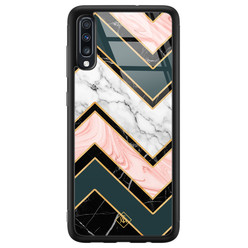 Casimoda Samsung Galaxy A50 glazen hardcase - Marmer triangles