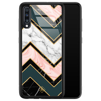 Casimoda Samsung Galaxy A50 glazen hardcase - Marmer triangles