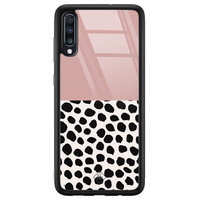 Casimoda Samsung Galaxy A50 glazen hardcase - Pink dots