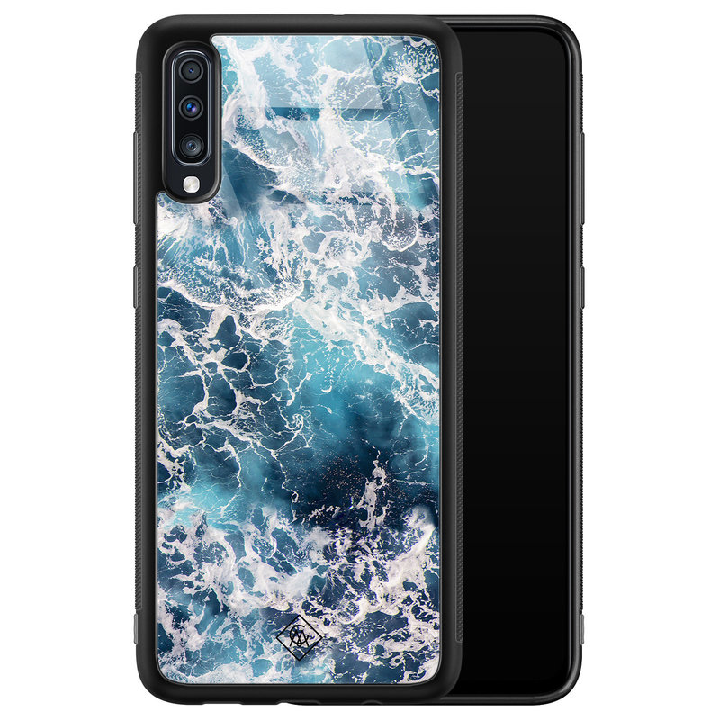 Casimoda Samsung Galaxy A50 glazen hardcase - Oceaan