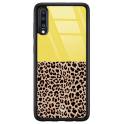 Casimoda Samsung Galaxy A50 glazen hardcase - Luipaard geel