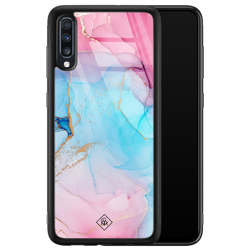 Casimoda Samsung Galaxy A50 glazen hardcase - Marble colorbomb