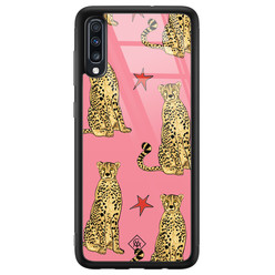 Casimoda Samsung Galaxy A50 glazen hardcase - The pink leopard