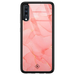 Casimoda Samsung Galaxy A50 glazen hardcase - Marmer roze