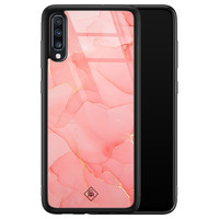 Casimoda Samsung Galaxy A50 glazen hardcase - Marmer roze