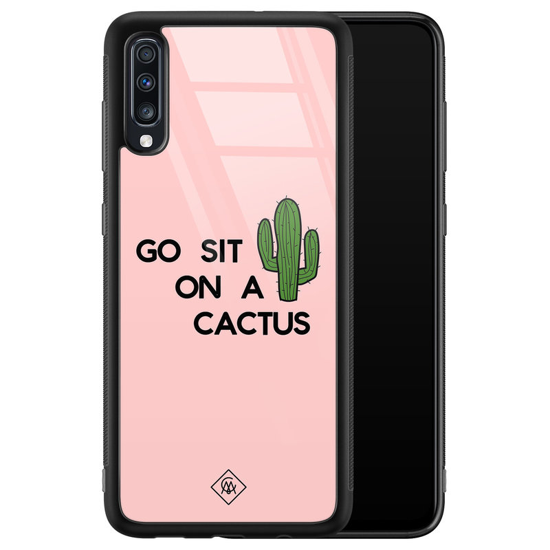 Casimoda Samsung Galaxy A50 glazen hardcase - Go sit on a cactus