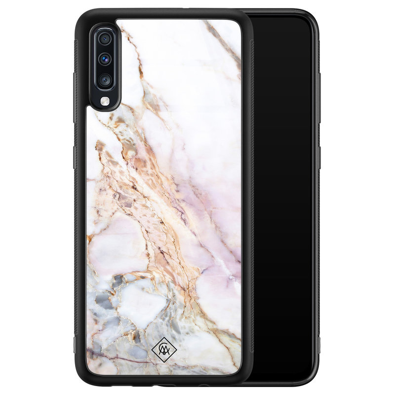 Casimoda Samsung Galaxy A50 glazen hardcase - Parelmoer marmer