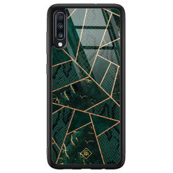 Casimoda Samsung Galaxy A50 glazen hardcase - Abstract groen