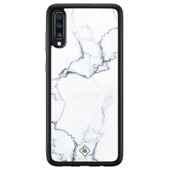 Casimoda Samsung Galaxy A50 glazen hardcase - Marmer grijs