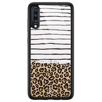 Casimoda Samsung Galaxy A50 glazen hardcase - Leopard lines