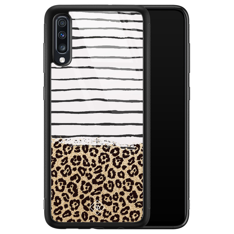 Casimoda Samsung Galaxy A50 glazen hardcase - Leopard lines