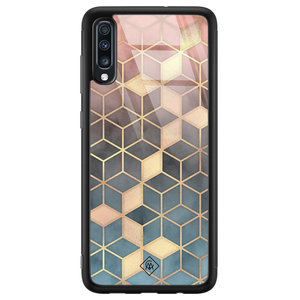 Casimoda Samsung Galaxy A50 glazen hardcase - Cubes art