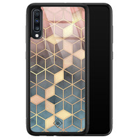 Casimoda Samsung Galaxy A50 glazen hardcase - Cubes art